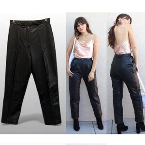 Danier Black Leather High Waist Relax Fit Pants Size 10